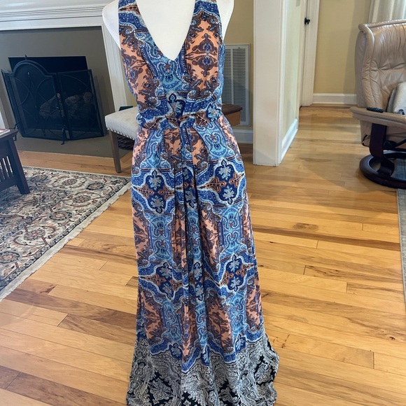 Maeve Dresses & Skirts - Maeve Anthropologie Paisley Medallion V-Neck Sleeveless Silk Maxi Dress